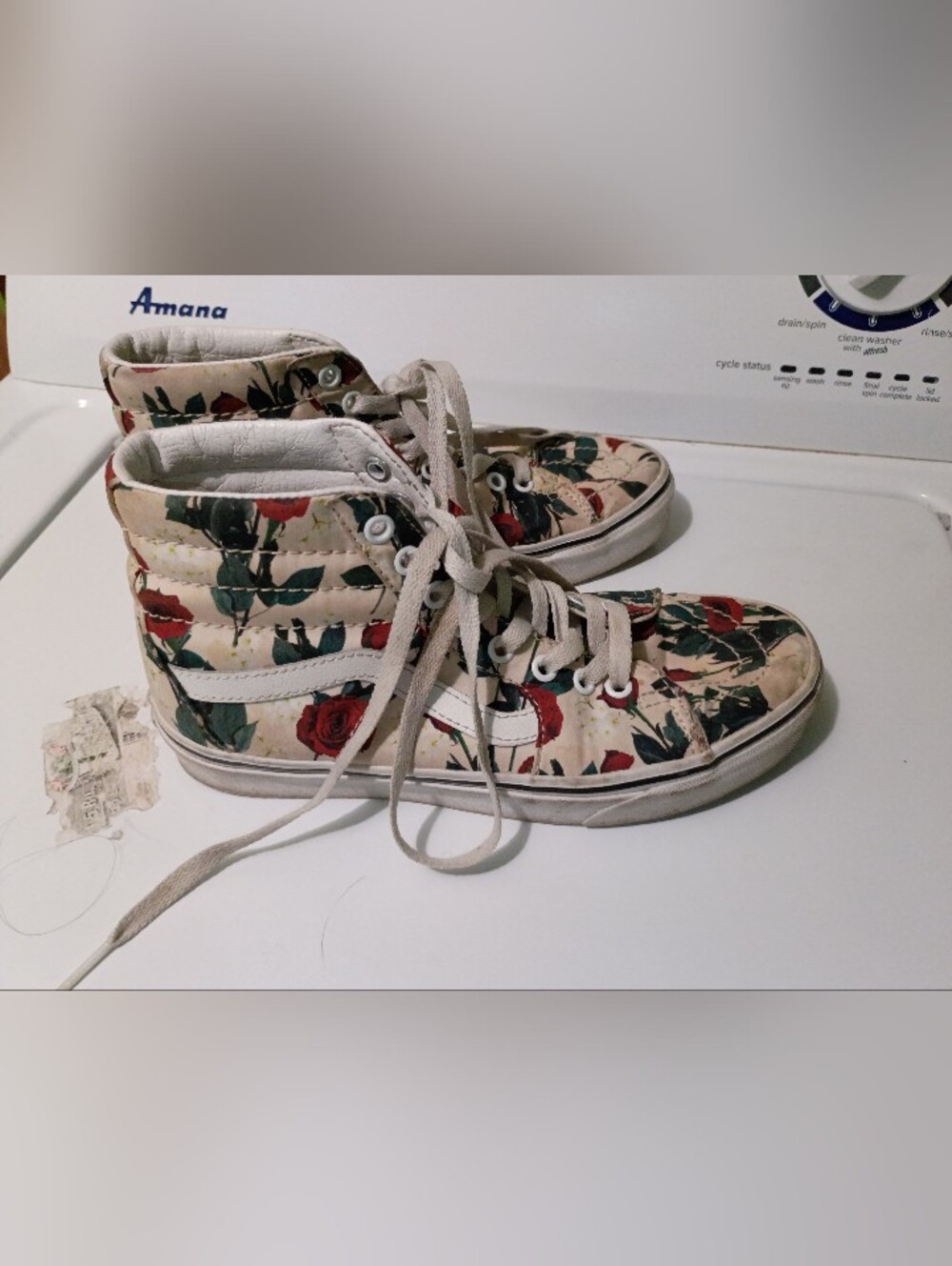 Vans High Top Sneakers Floral Cream Red Green